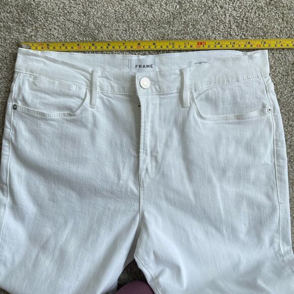 Frame Le High Flare Jeans Womens Size 33 White Denim Stretch Flared Leg Pants - Picture 11 of 16